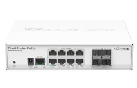 MikroTik Cloud Router Switch CRS112-8G-4S-IN, 128MB, 8xGLAN, 4xSFP, OS L5, desktop case, PSU