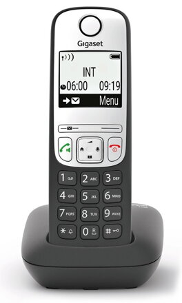 SIEMENS GIGASET A690HX - DECT / GAP prídavné slúchadlo vr. nabíjačky pre bezdrôtový telefón, farba čierna / strieborná