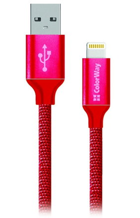 Colorway Datový Kabel USB-Apple Lightning/ 2.1A/ 1m/ Červený