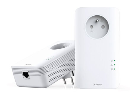 STRONG sada 2 adaptérov Powerline 1300 DUO FR / 1300 Mbit / s / 1x LAN / biely