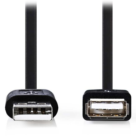 NEDIS prodlužovací kabel USB 2.0/ zástrčka A - zásuvka A/ černý/ bulk/ 1m