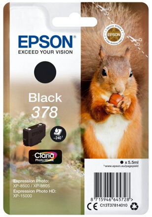 Epson inkoustová náplň/ C13T37814010/ 378 Claria Photo HD/ Expression Photo HD XP-15000/ černá
