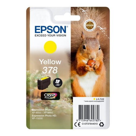 Epson inkoustová náplň/ C13T37844010/ 378 Claria Photo HD/ Expression Photo HD XP-15000/ žlutá