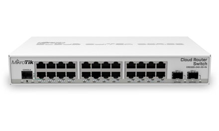 MikroTik Cloud Router Switch CRS326-24G-2S + IN 800MHz CPU, 512MB, 24x GLAN, 2x SFP + cage, ROS L5, PSU