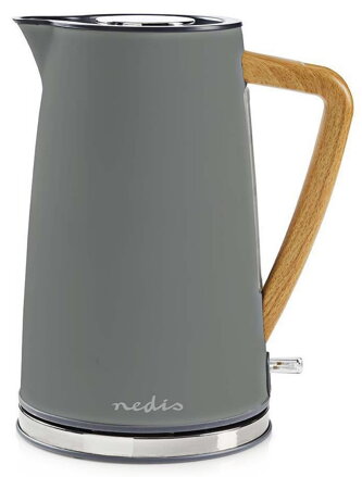 NEDIS rychlovarná konvice KAWK510EGY/ objem 1,7 l/ Soft-Touch/ 1850 - 2200 W/ nerezová ocel/ šedá