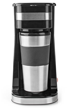 NEDIS kávovar/ na jeden pohár/ dvojvrstvový cestovný pohár/ kapacita 0,42 l/ čierný