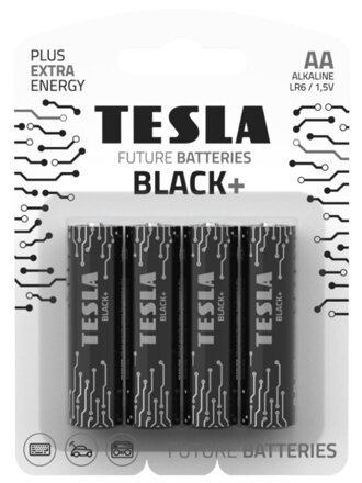 TESLA BLACK+ alkalická baterie AA (LR06, tužková, blister) 4 ks