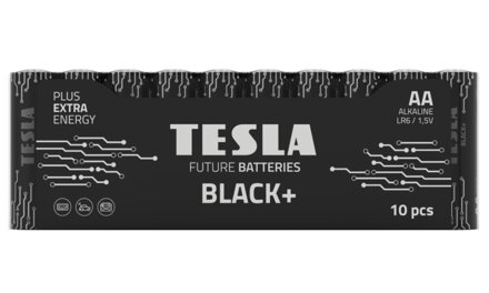 TESLA BLACK+ alkalická baterie AA (LR06, tužková, fólie) 10 ks