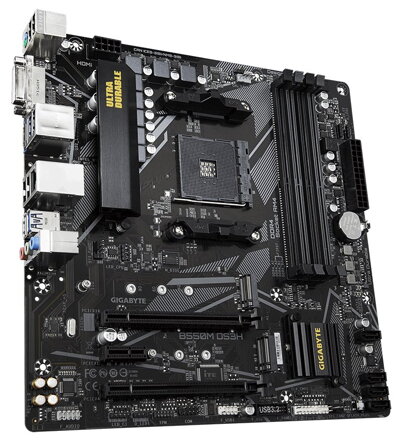 GIGABYTE B550M DS3H / AMD B550 / AM4 / 4x DDR4 DIMM / 2x M.2 / DVI-D / HDMI / mATX
