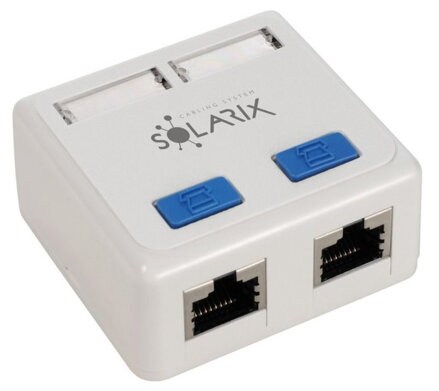 Zásuvka Solarix CAT5 STP 2 x RJ45 na omietku biela