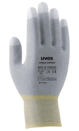 UVEX Rukavice Unipur carbon vel. 10 /citlivé antist. pro přesné práce s elektronickými součástkami / dlaň a prsty pokryt