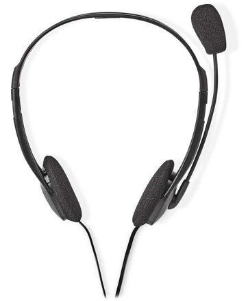 NEDIS headset CHST100BK/ drátová sluchátka + mikrofon/ 2x 3,5 mm jack/ kabel 2 m/ černý