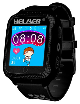 HELMER detské hodinky LK 707 s GPS lokátorom/ dotykový display/ IP65/ micro SIM/ kompatibilný s Android a iOS/ čierne