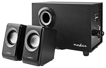 NEDIS PC reproduktory/ 2.1/ výkon 33 W/ 3,5 mm jack/ USB/ ABS/ dřevo/ černé