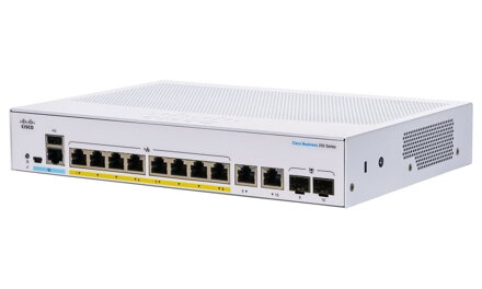 Cisco CBS250-8P-E-2G-EU 8-port GE Smart Switch, 8x GbE RJ-45, 2x 1G Combo, PoE+ 60W, Ext PS
