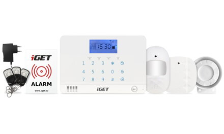 iGET Security M3B - Domovní bezdrátový GSM zabezpečovací systém, CZ lokalizace, základní set