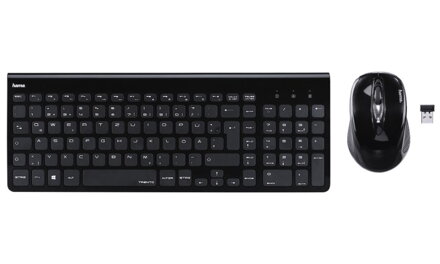 HAMA set Trento/ bezdrátové klávesnice + myš/ 2,4GHz/ nano USB/ CZ+SK/ černý