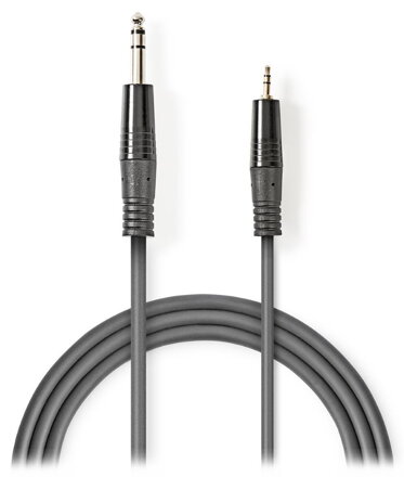 NEDIS stereo audio kabel/ 6,35 mm zástrčka - 3,5 mm zástrčka/ šedý/ 1,5m