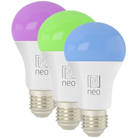 IMMAX NEO LITE SMART 3x žárovka LED E27 9W RGB+CCT barevná a bílá, stmívatelná, Wi-Fi