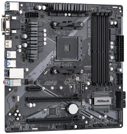 ASRock B450M PRO4 R2.0 / AM4 / 4x DDR4 DIMM / HDMI / DVI-D / VGA / M.2 / USB-C / mATX