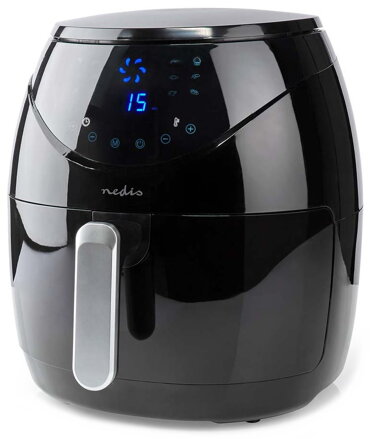 NEDIS multifunkční horkovzdušná fritéza/ objem 4,6 L/ 60 min. časovač/ 12 přednastavených programů/ výkon 1500W/ černá