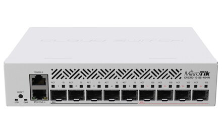 MikroTik Cloud Router Switch CRS310-1G-5S-4S+IN, 800MHz CPU, 256MB RAM, 5xSFP, 4xSFP+, 1x LAN Gbit, LCD, vč. L5 licence
