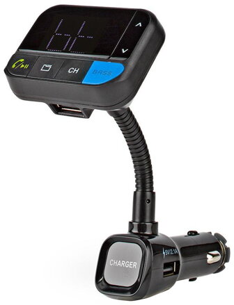 NEDIS FM Transmitter do auta/ Hands free volanie/ Bluetooth 5.0/ 12 - 24 VDC/ 2x USB/ čierny