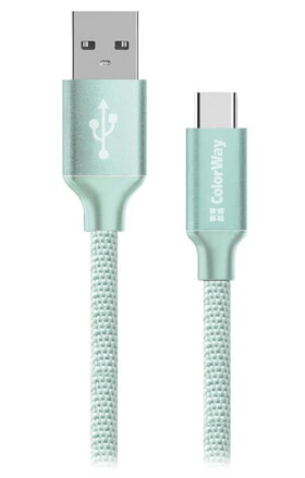 Colorway Datový Kabel USB - Type-C / 2.4A/ 2m/ Mint