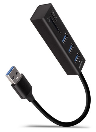 AXAGON hub USB-A / HMA-CR3A / USB 3.2 Gen1 / 3x USB-A / MicroSD/SD / kovové tělo / 0,2m