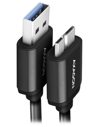 AXAGON datový a nabíjecí kabel SPEED USB-A na Micro-B USB / USB 3.2 Gen1 / 3A / ALU / TPE / 1m / černý