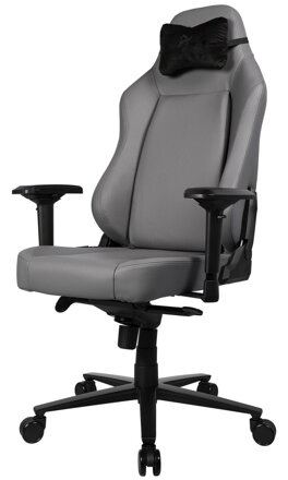 AROZZI Herná stolička PRIMO Full Premium Leather Anthracite/ 100% prírodná talianská koža/ svetlo šeda