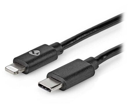 NEDIS Lightning kabel/ USB 2.0/ Apple Lightning 8pinový/ USB-C zástrčka/ kulatý/ černý/ 1m