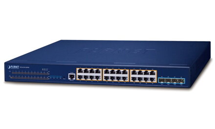 Planet SGS-6310-24P4X L3 PoE switch, 24x1Gb, 4x10Gb SFP+, HW/IP stack, VSF/Cluster switch, 802.3at 370W