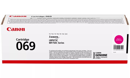 Canon originální toner Cartridge 069 M magenta, MF752Cdw, 754Cdw, LBP673Cdw, kapacita 1 900 stran