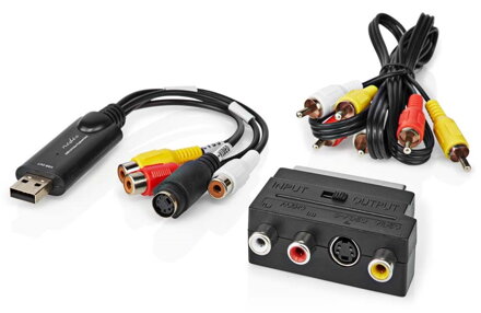 NEDIS video převodník/ USB 2.0/ 480p/ A/V kabel/ SCART/ 3x RCA zásuvka/ S-video zásuvka/ černý