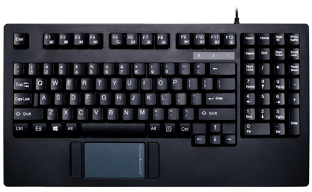 Adesso AKB-425UB/ drátová klávesnice/ multimedia/ montáž do racku 1U/ touchpad/ USB/ černá/ US layout