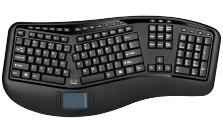 Adesso WKB-4500UB/ bezdrôtová klávesnica 2,4GHz/ ergonomická/ touchpad/ USB/ čierná/ US layout