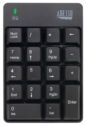 Adesso WKB-6010UB/ bezdrôtová numerická klávesnica 2,4GHz/ odolná proti vode/ USB/ čierná