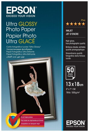 EPSON fotopapír C13S041944/ Ultra Glossy Photo Paper 13x18/ 50 listů