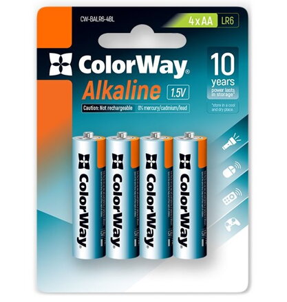 Colorway alkalická baterie AA/ 1.5V/ 4ks v balení/ Blister