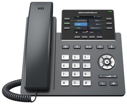 Grandstream GRP2613 VoIP telefon, 3x SIP, barevný podsvícený 2,8" displej, 2x Gbps RJ45, PoE