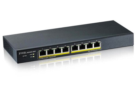 ZyXEL GS1900-8HP v3, 8-port GbE L2 PoE Smart Switch, 802.3at, desktop, fanless, 70 Watt