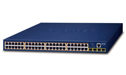 Planet GS-4210-48P4S PoE switch L2/L4, 48x 1000Base-T, 4x SFP, Web/SNMPv3, extend 10Mb/s, 802.3at 600W