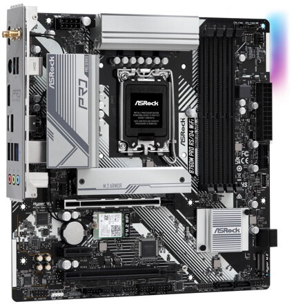 ASRock B760M PRO RS/D4 WIFI/  Intel B760 / LGA1700 / 4x DDR4 / 2x M.2 / HDMI / DP / USB-C / WiFi / mATX