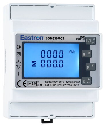 Eastron SDM630MCT- 40mA elektromer, trojfázový