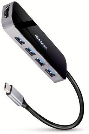 AXAGON hub USB-C 6v1 / HMC-6H4A / USB 3.2 Gen1 / 4x USB-A / HDMI / PowerDelivery / kovové tělo / 0,2m