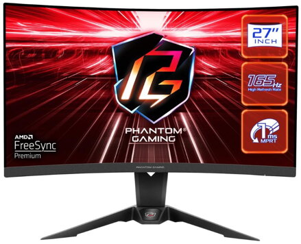 Asrock monitor PG27Q15R2A prohnutý  27"/VA/2560x1440/165Hz/ 550cd/m2 / 1ms/DP/ 2x HDMI/Freesync/repro/VESA/Wifi ant.