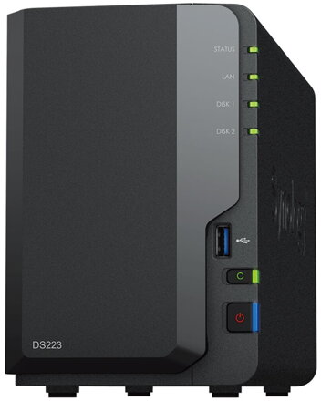 Synology DS223   2x SATA, 2GB RAM, 3x USB 3.2, 1x GbE