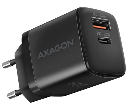 AXAGON nabíječka do sítě / ACU-PQ30 / 1x USB-C / 1x USB-A / PD3.0/QC4/PPS/AFC/Apple / 30W AXAGON nabíječka do sítě / ACU-PQ30 / 1x USB-C / 1x USB-A / PD3.0/QC4/PPS/AFC/Apple / 30W