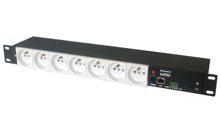 TINYCONTROL rackový distribuční modul síťového napájení 7port, měření spotřeby, MQTT, 1wire a I2C, 2 digitální vstupy